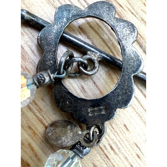 Crystal Necklace With AB Pendant & Toggle Clasp By Adorne Designs - Picture 8 of 13